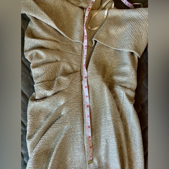 Eliza J Metallic Knit One Shoulder Gown Sz 2 - Picture 5 of 7